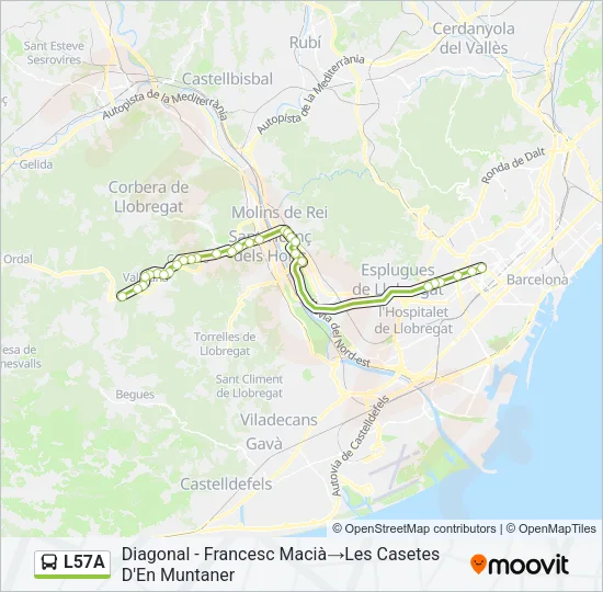 L57A Bus Line Map