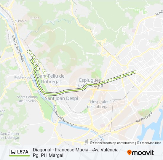 L57A Bus Line Map