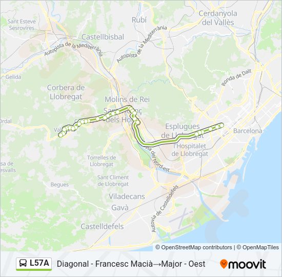 L57A Bus Line Map