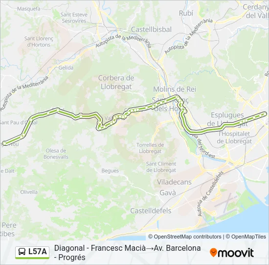 L57A Bus Line Map