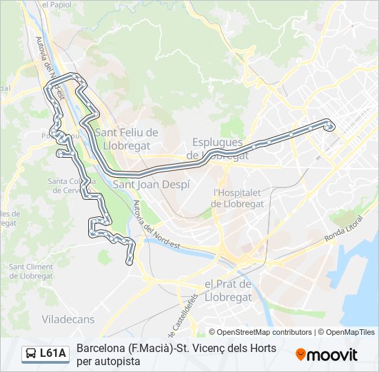 Mapa de L61A de autobús