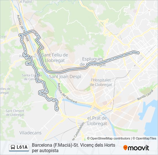 Mapa de L61A de autobús