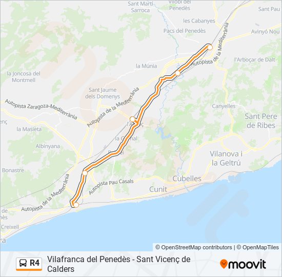 Mapa de R4 de autobús