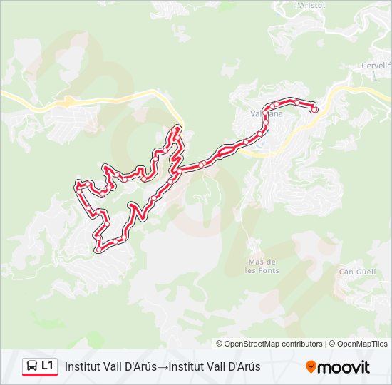 Mapa de L1 de autobús