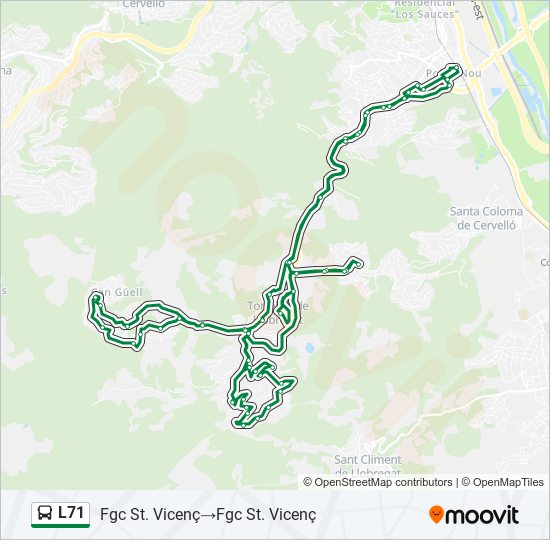 Mapa de L71 de autobús