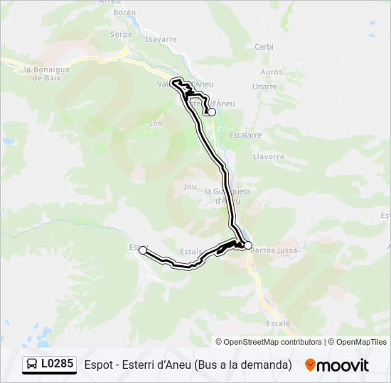 Mapa de L0285 de autobús