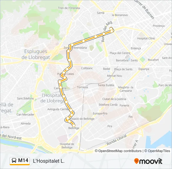 M14 Bus Line Map