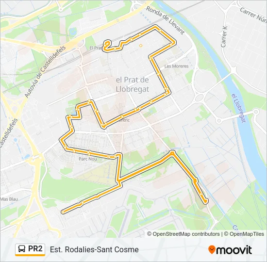 PR2 bus Mapa de línia