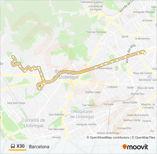 X30 Bus Line Map