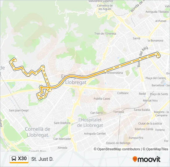 X30 Bus Line Map