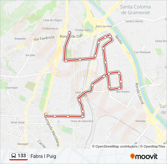 133 Bus Line Map