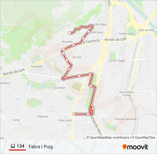 134 Bus Line Map