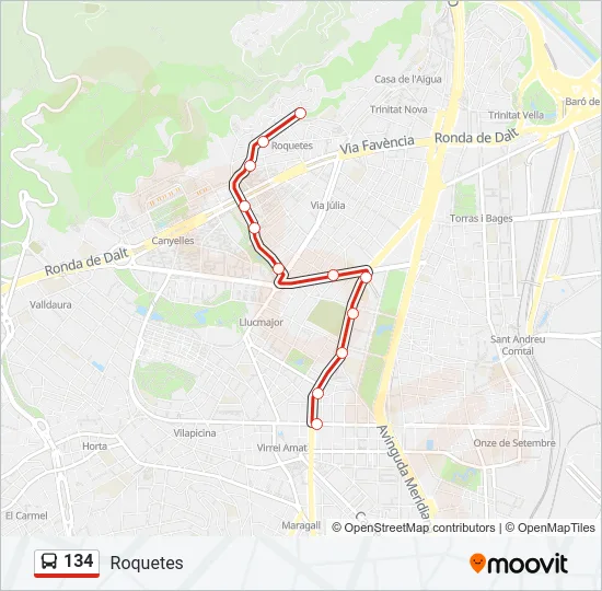 134 Bus Line Map