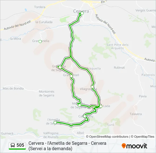 505 Bus Line Map