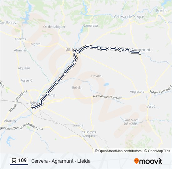 109 bus Mapa de línia