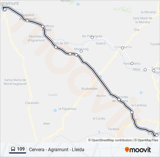 109 bus Mapa de línia