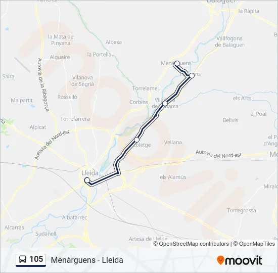 105 Bus Line Map