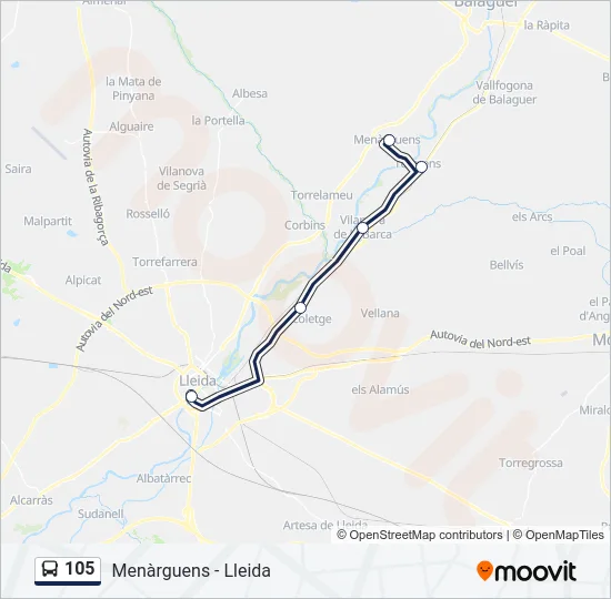 105 Bus Line Map