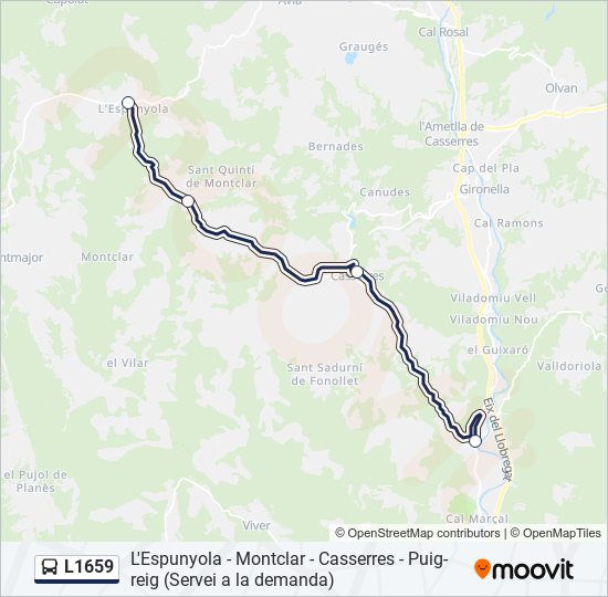 Mapa de L1659 de autobús