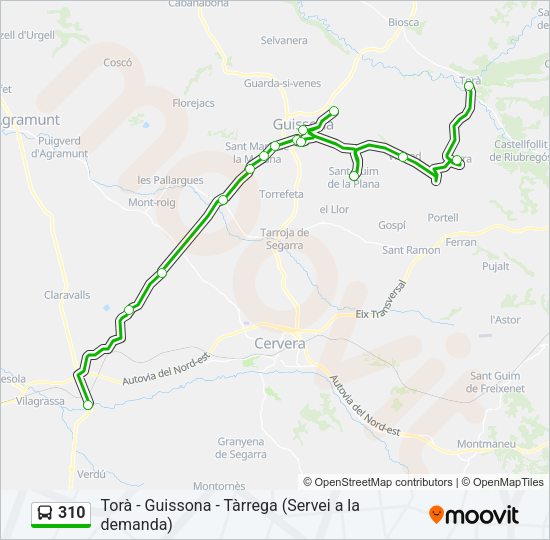 Mapa de 310 de autobús