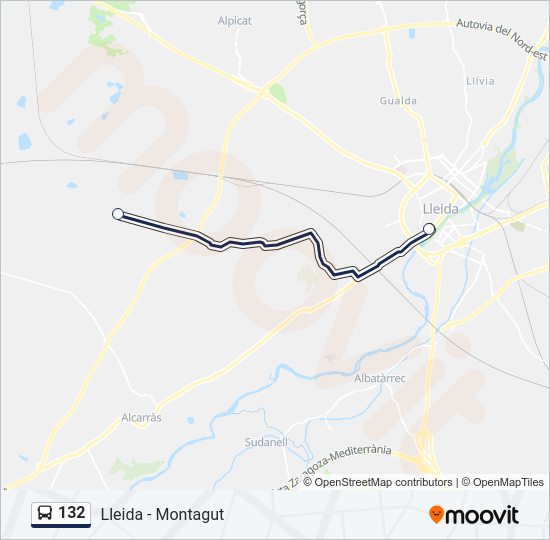 Mapa de 132 de autobús