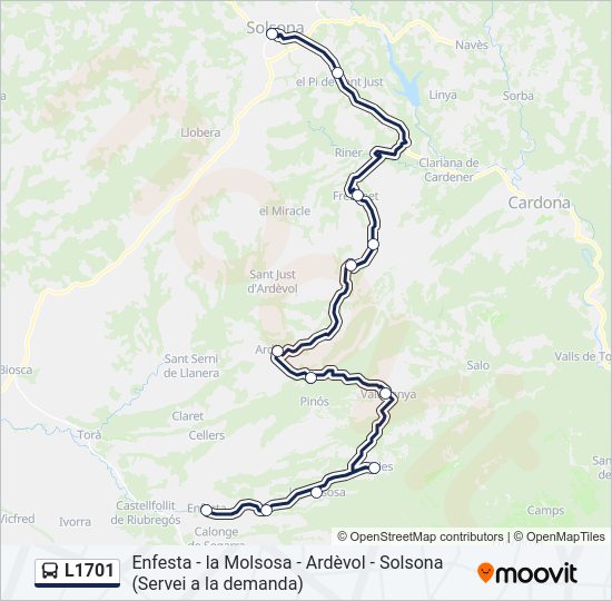 Mapa de L1701 de autobús