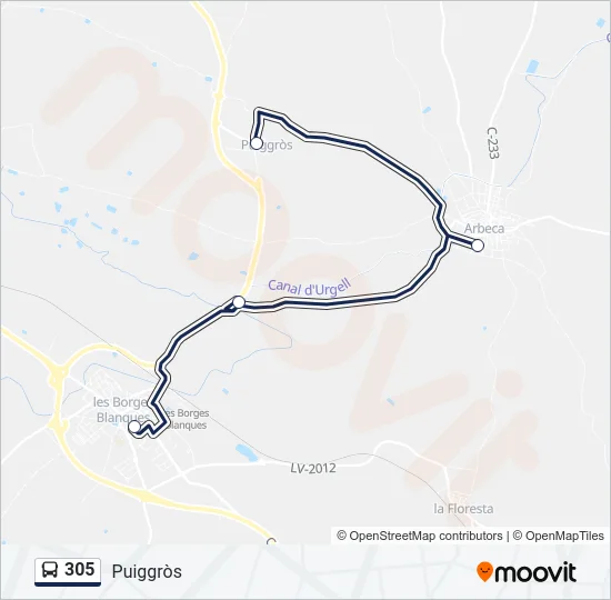 305 Bus Line Map