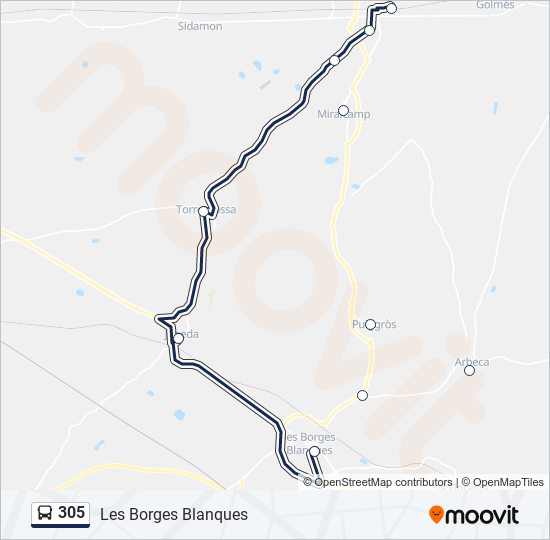 305 bus Mapa de línia