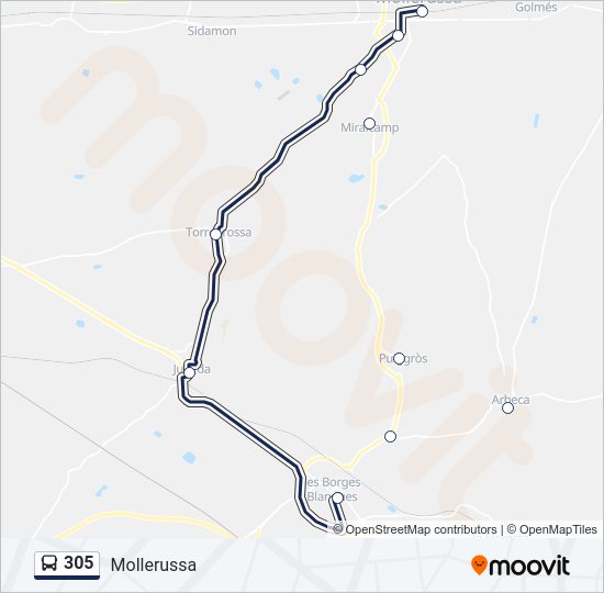 Mapa de 305 de autobús