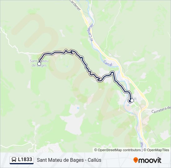 Mapa de L1833 de autobús