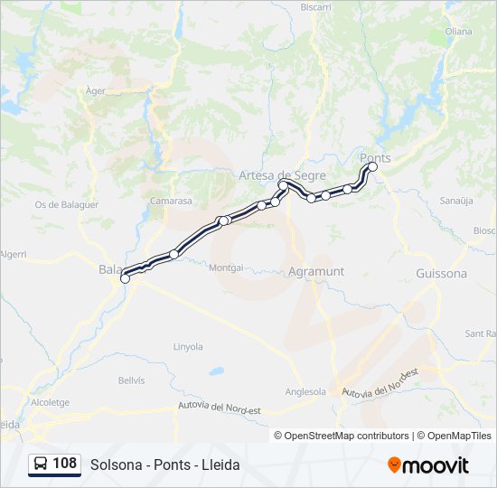 Mapa de 108 de autobús