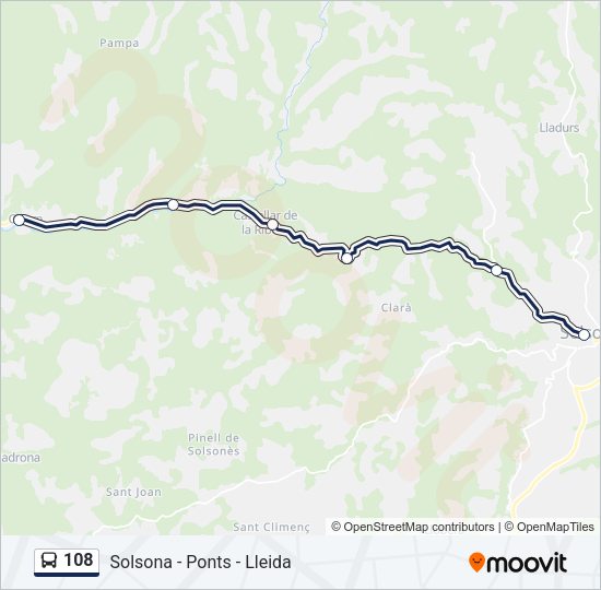 Mapa de 108 de autobús