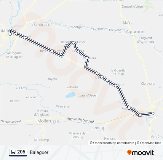 205 Bus Line Map