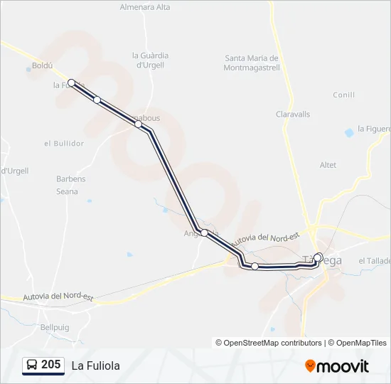 205 Bus Line Map
