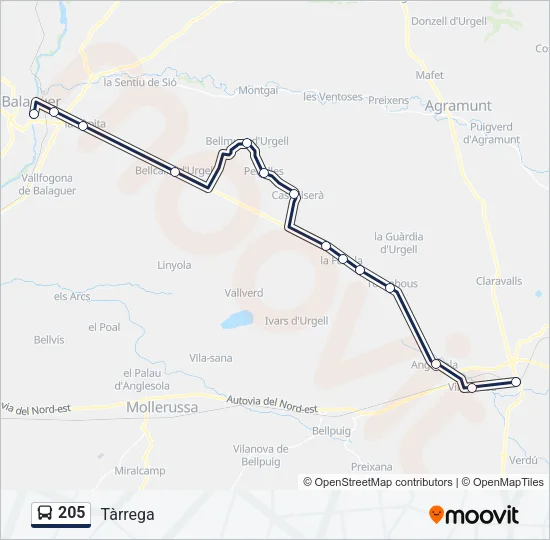 205 Bus Line Map