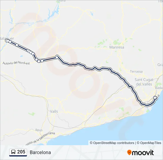 205 Bus Line Map