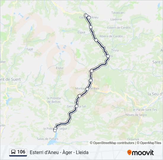 Mapa de 106 de autobús