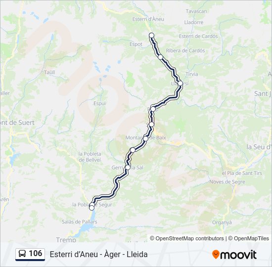 Mapa de 106 de autobús