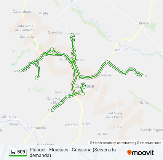 Mapa de 509 de autobús