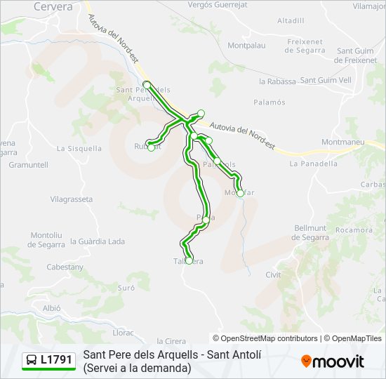 Mapa de L1791 de autobús