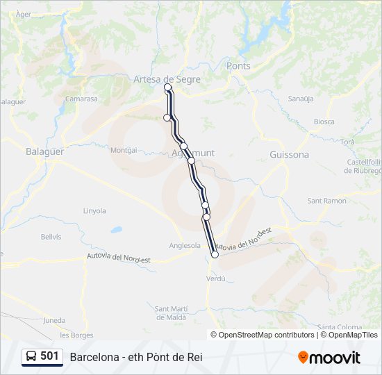 Mapa de 501 de autobús