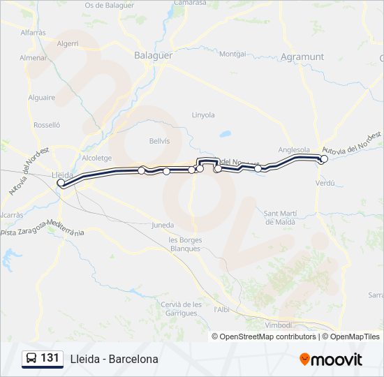 Mapa de 131 de autobús