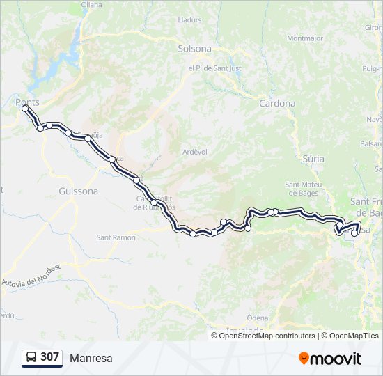 307 bus Mapa de línia