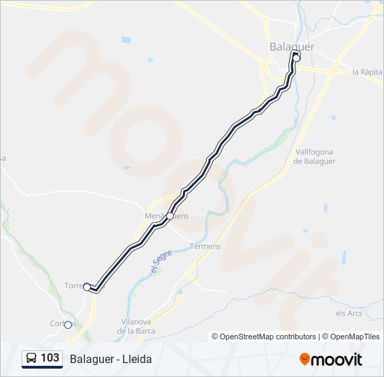 Mapa de 103 de autobús