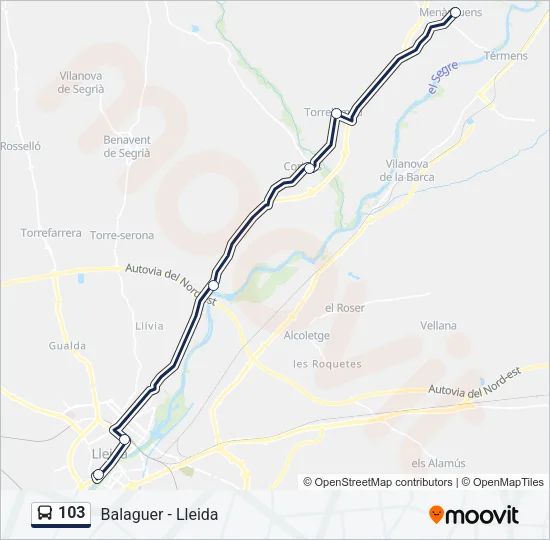 103 Bus Line Map