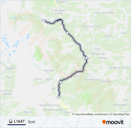 Mapa de L1647 de autobús