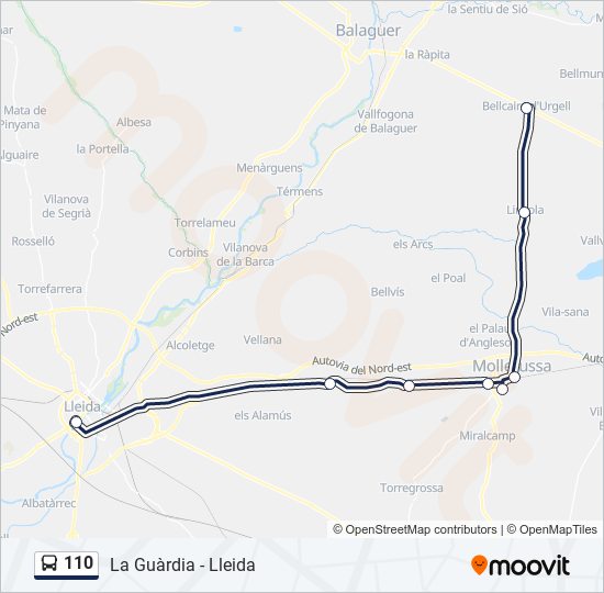 Mapa de 110 de autobús