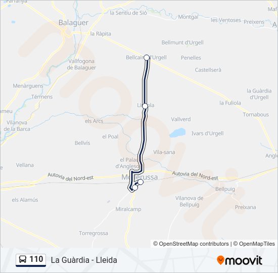 Mapa de 110 de autobús