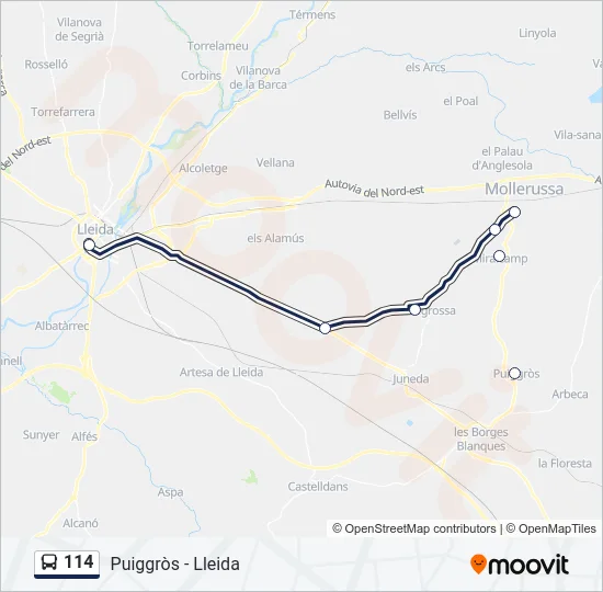 114 Bus Line Map