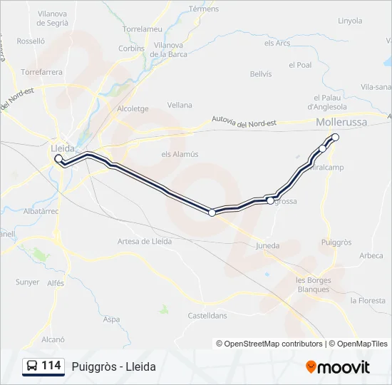 114 Bus Line Map